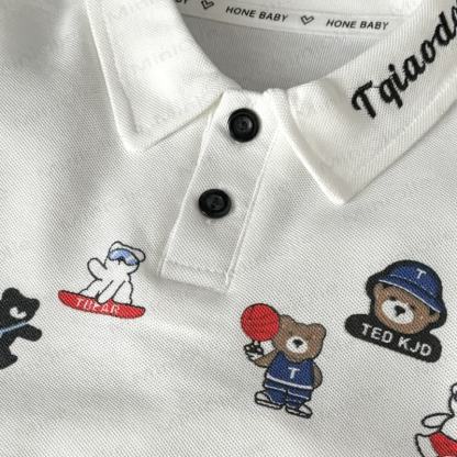 Toddler Kid Casual Cartoon Print Polo Shirt and Shorts 2-piece Set - image 4