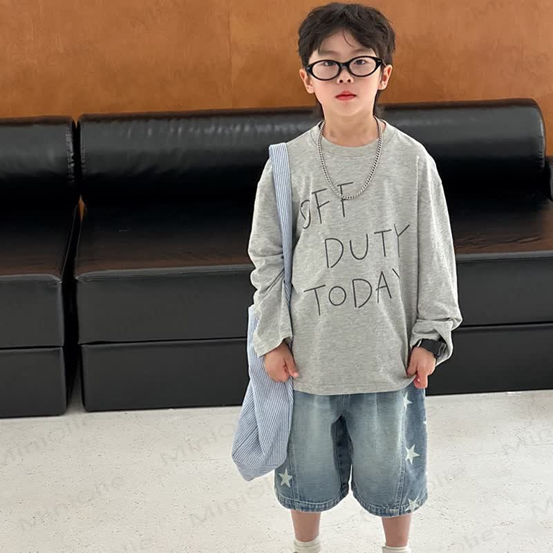 Toddler Boys Star Patch Washed Denim Solid Blue Shorts - image 4