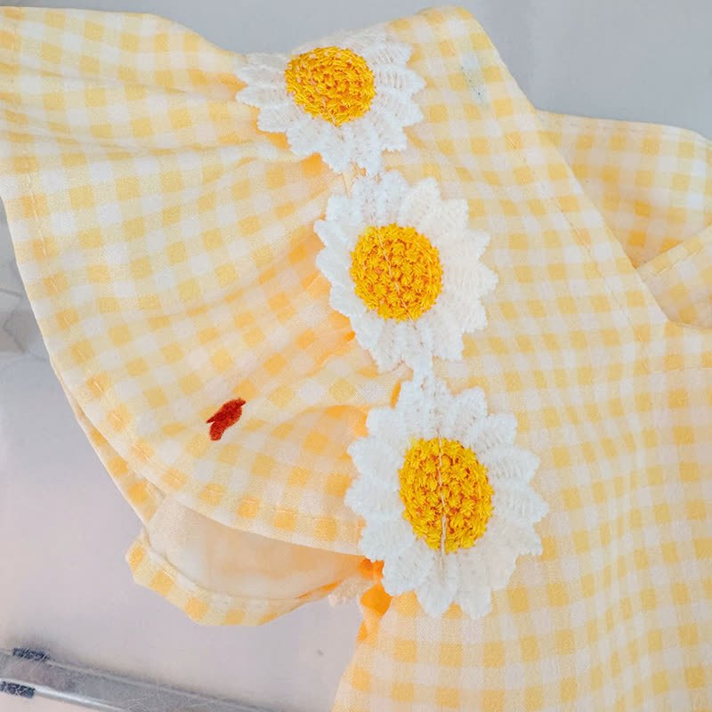 Toddler Baby Girl Yellow Flower Plaid Summer 2-piece Sleeveless Set - image 6