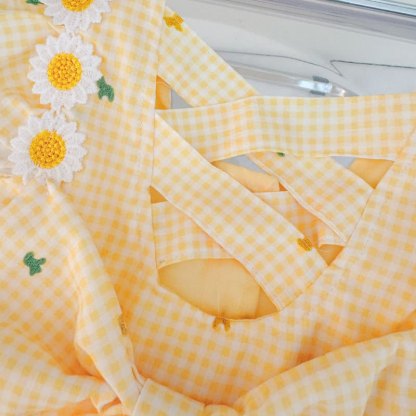 Toddler Baby Girl Yellow Flower Plaid Summer 2-piece Sleeveless Set - image 4