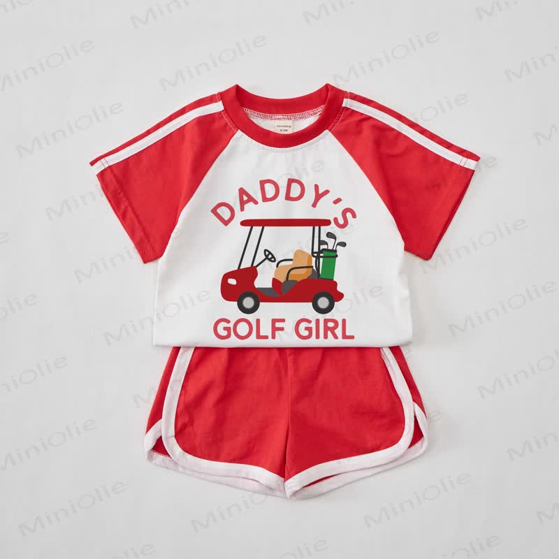 DADDY'S GOLF GIRL Baby Red Raglan T-shirt Set - Red - 2-3T - image 1