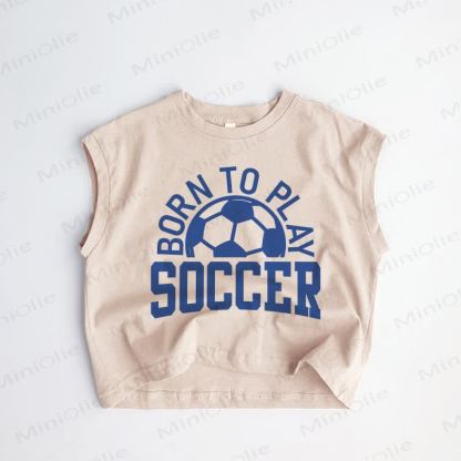 BORN TO PLAY SOCCER Baby Toddler Khaki Tank Top - Khaki - 3-5T - image 1