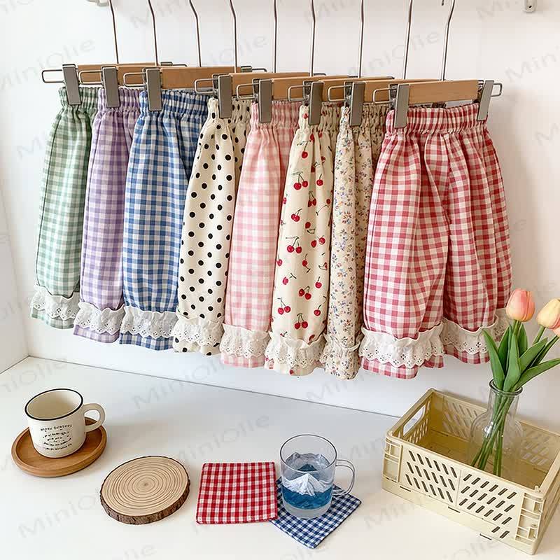 Toddler Girls Gingham Lace Hem Lounge Pants - image 1
