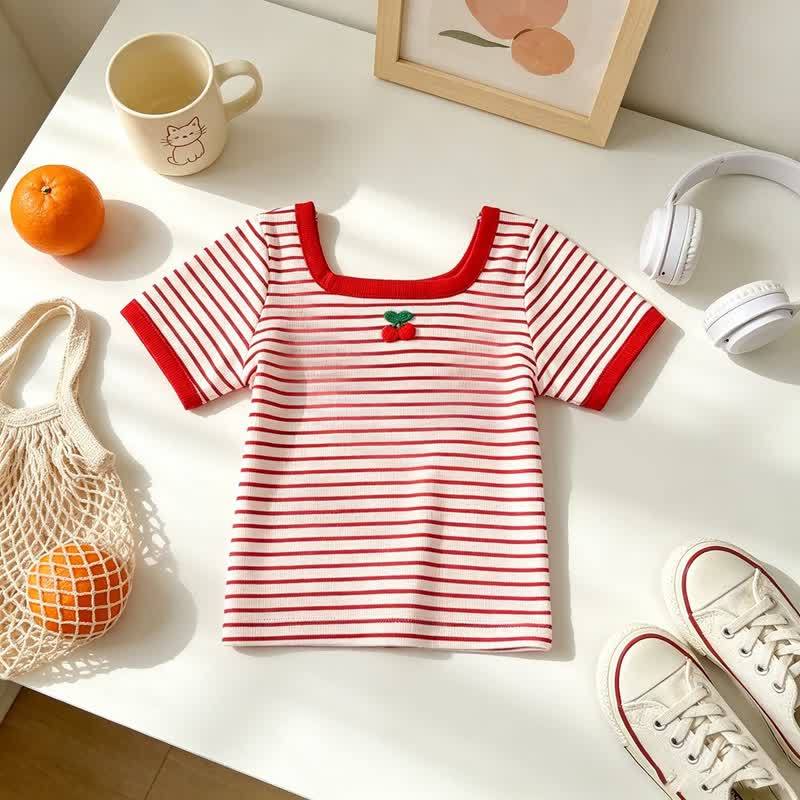 Toddler Baby Girls Flower/Fruit Patch T-Shirt - Red - 6-7T - image 4