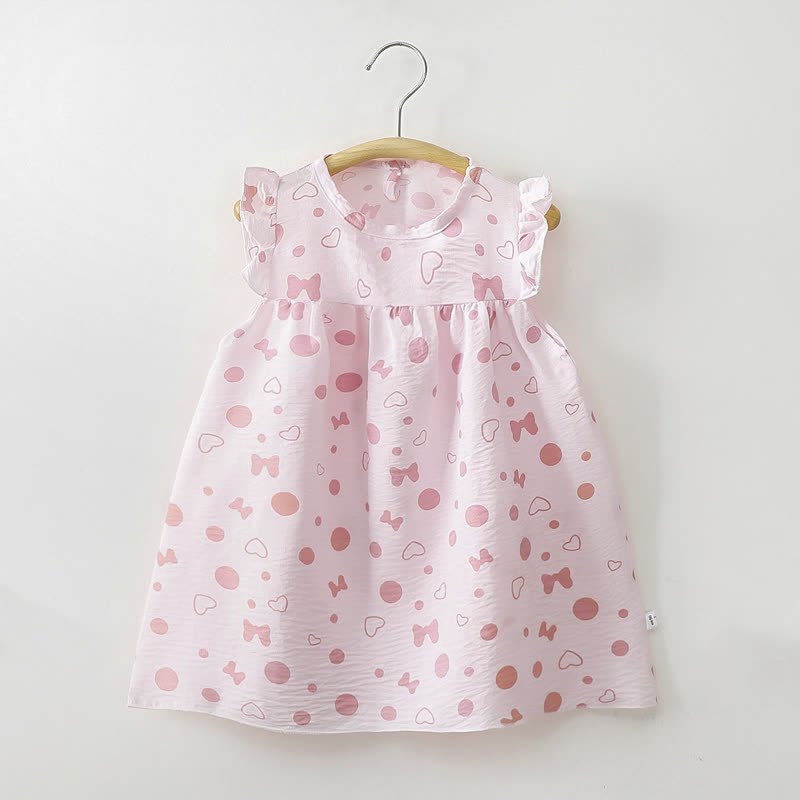 Toddler Baby Girl Flower Print Flutter Sleeve Summer Dress - Pink Heart - 8-9T - image 5
