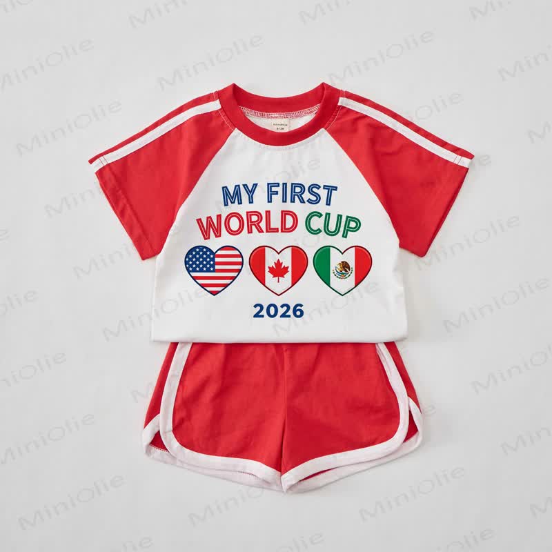 MY FIRST WORLD CUP 2026 Baby Flag Red T-shirt Set - Red - 2-3T - image 1
