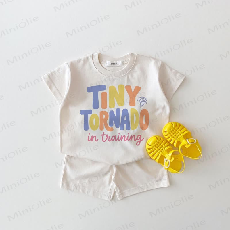TINY TORNADO IN TRAINING Baby White Tee and Shorts 2-piece Set - White - 18-24M - image 1