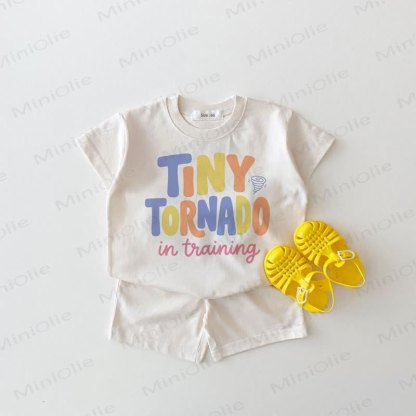 TINY TORNADO IN TRAINING Baby White Tee and Shorts 2-piece Set - White - 18-24M - image 1