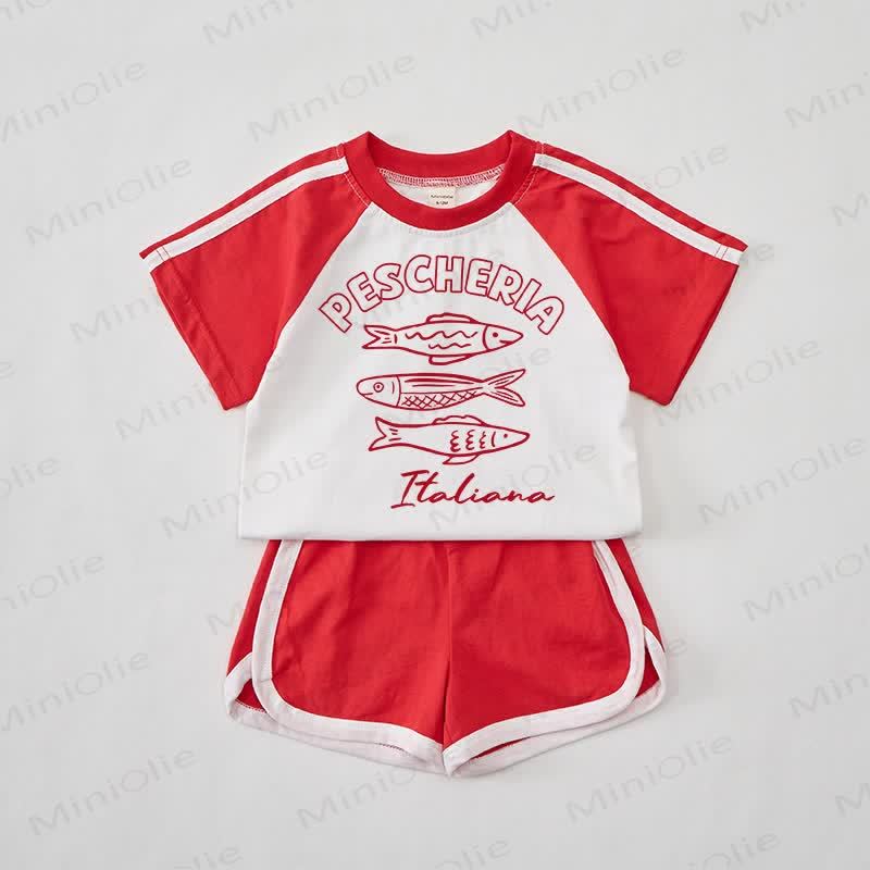 PESCHERLA ITALIANA Baby Fish Red T-shirt Set - Red - 2-3T - image 1