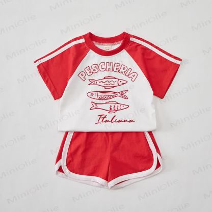 PESCHERLA ITALIANA Baby Fish Red T-shirt Set - Red - 2-3T - image 1