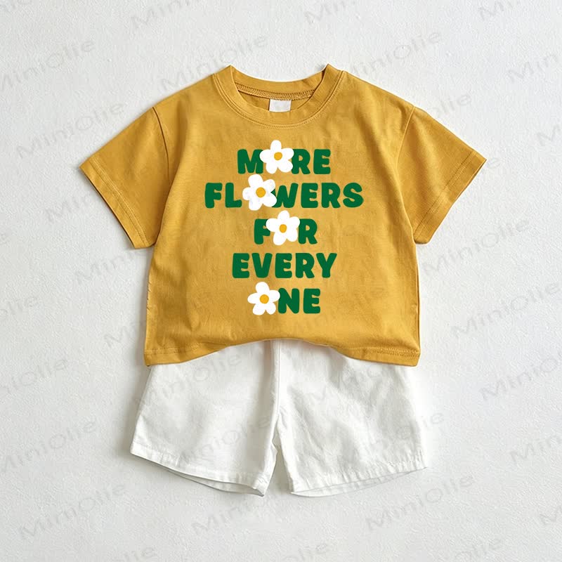 MORE FLOWERS FOR EVERY ONE Baby Yellow&White Tee and Shorts 2-Piece Set - Yellow&White - 3-5T - image 1