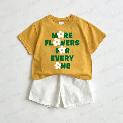 MORE FLOWERS FOR EVERY ONE Baby Yellow&White Tee and Shorts 2-Piece Set - Yellow&White - 3-5T - image 1