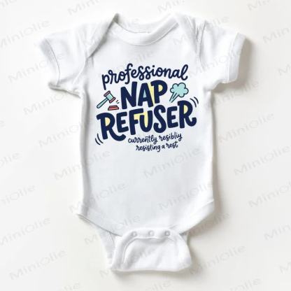PROFESSIONAL NAP REFUSER Baby Slogan White Bodysuit - White - 18-24M - image 1