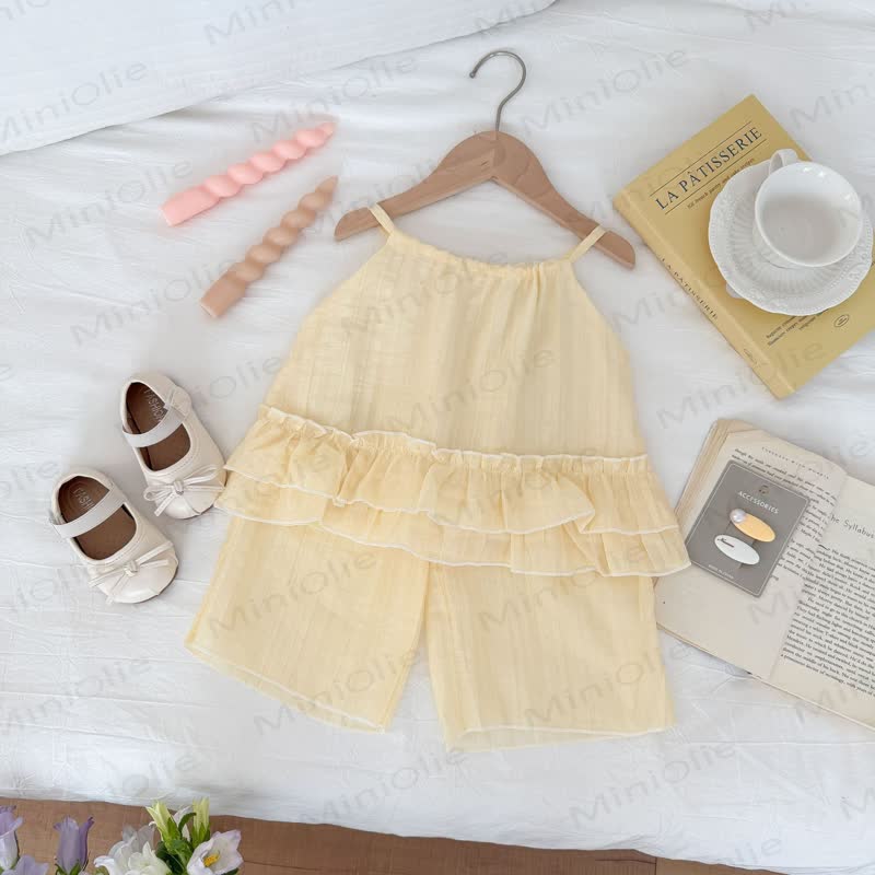 Toddler Girl Solid Color Sleeveless Set - Yellow - 6T - image 2