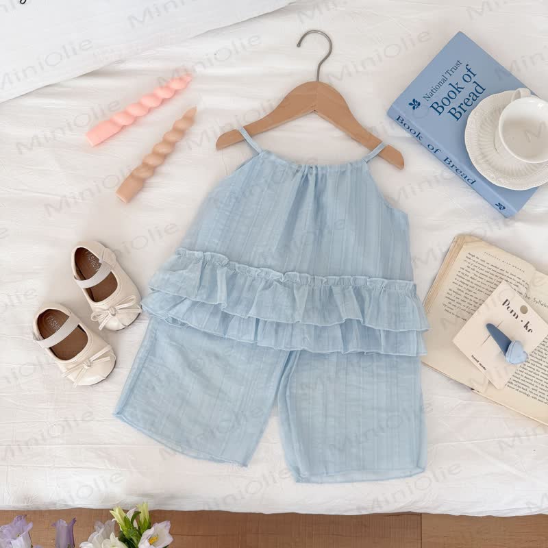 Toddler Girl Solid Color Sleeveless Set - Blue - 6T - image 3