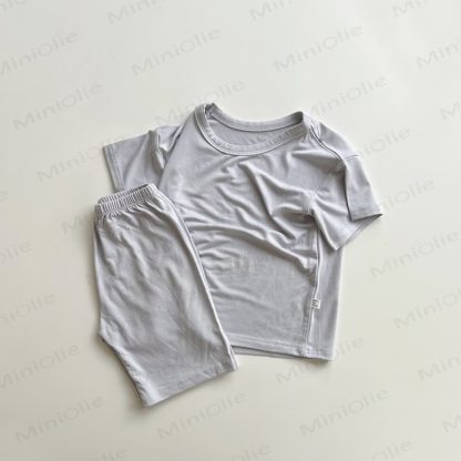 Toddler Soft Cotton Top And Shorts Set - Grey - 4-5T - image 3