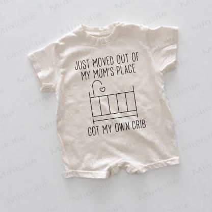 JUST MOVED OUT OF MY MOM'S PLACE GOT MY OWN CRIB Baby White Slogan Romper - White - 18-24M - image 1