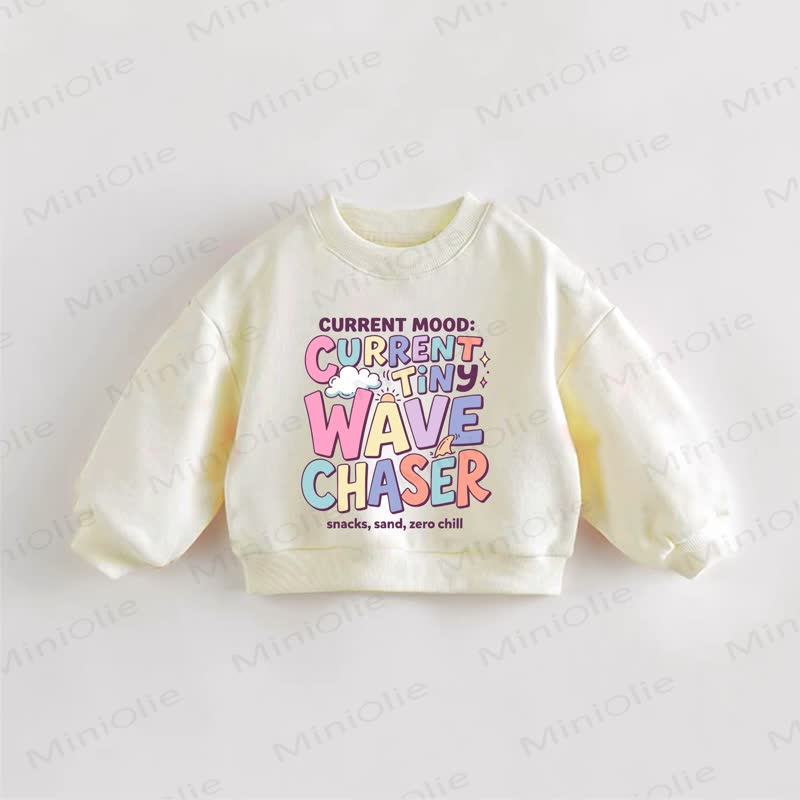 CURRENT TINY WAVE CHASER Baby Toddler Slogan Sweatshirt - Cream - 3-5T - image 1