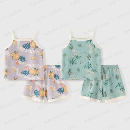 Baby Lightweight Tropical Sailboat Cami Shorts Set - image 1