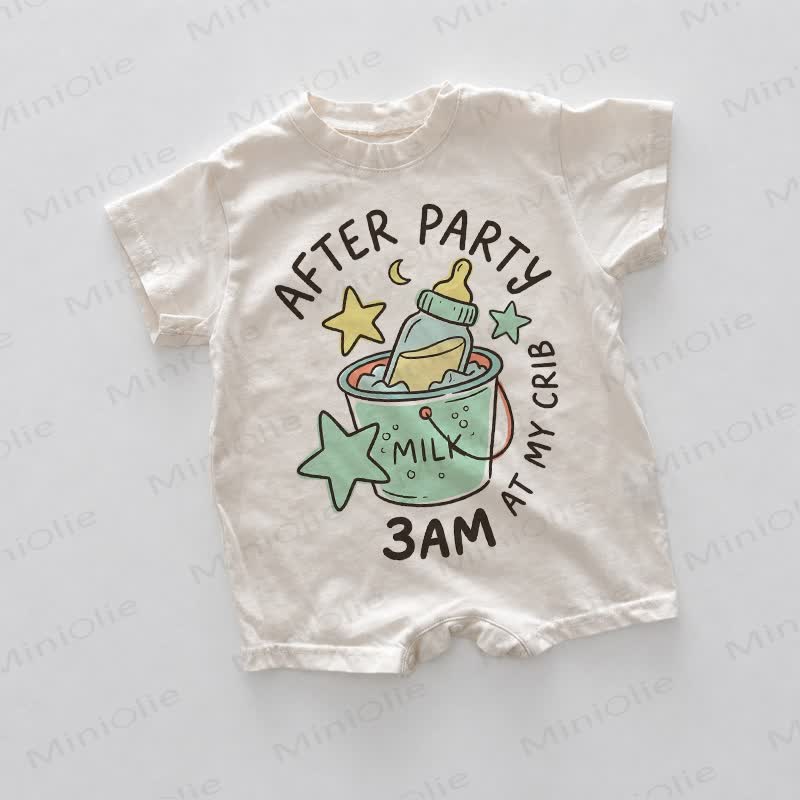 AFTER PARTY 3AM AT MY CRIB Baby White Slogan Romper - White - 18-24M - image 1