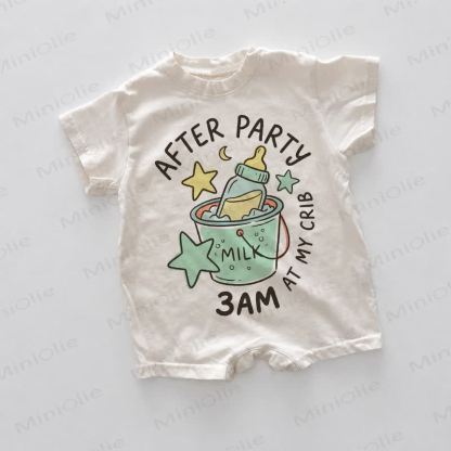AFTER PARTY 3AM AT MY CRIB Baby White Slogan Romper - White - 18-24M - image 1