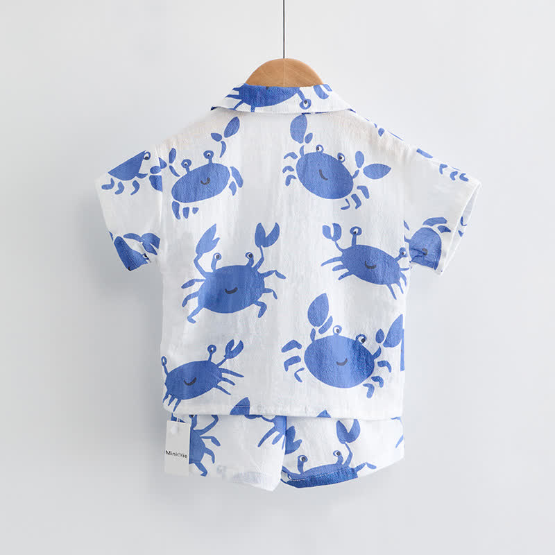 Baby Toddler Crab White Shirt and Shorts 2-piece Set - image 3