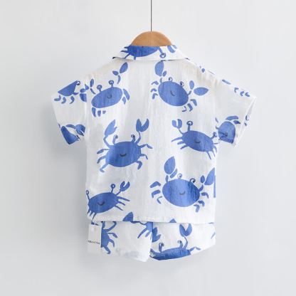 Baby Toddler Crab White Shirt and Shorts 2-piece Set - image 3