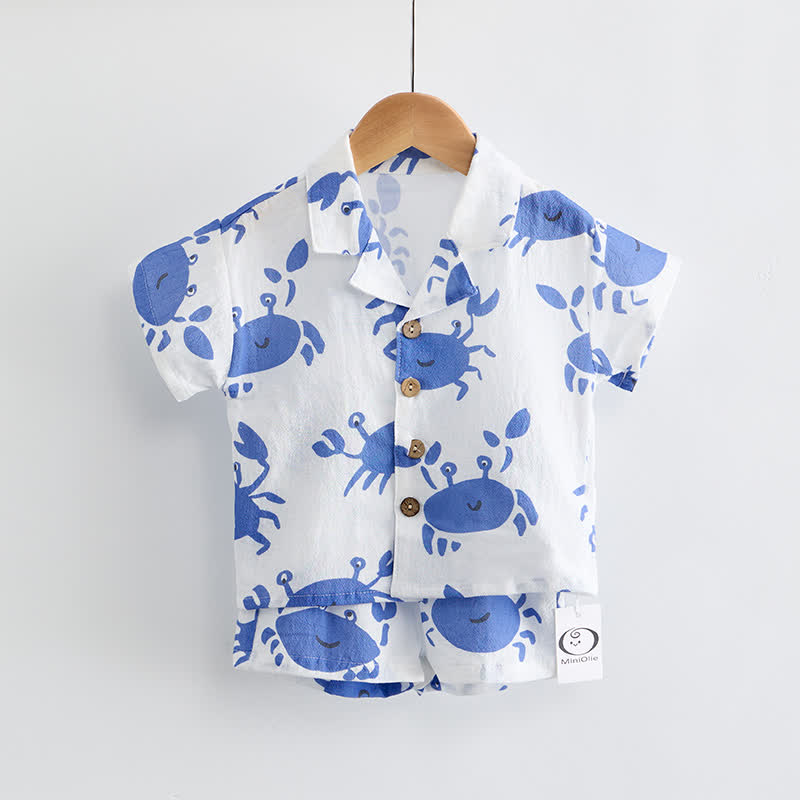 Baby Toddler Crab White Shirt and Shorts 2-piece Set - image 2