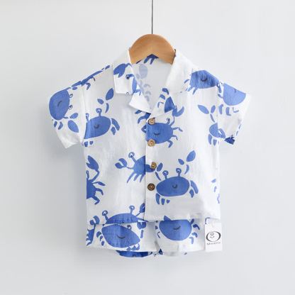 Baby Toddler Crab White Shirt and Shorts 2-piece Set - image 2