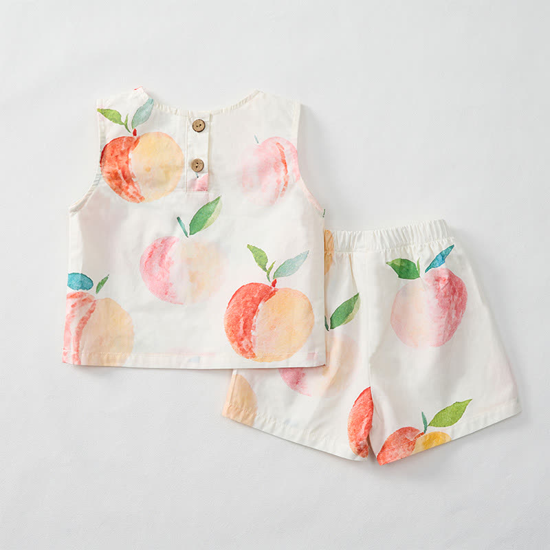 Baby Toddler Peach Yellow Top and Shorts 2-piece Set - image 2