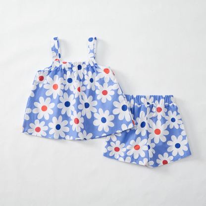 Baby Toddler Daisy Blue Top and Shorts 2-piece Set - image 2
