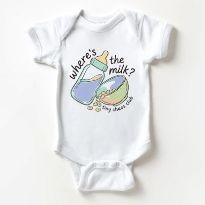WHERE'S THE MILK? TINY CHAOS CLUB Baby White Bodysuit - White - 18-24M - image 1