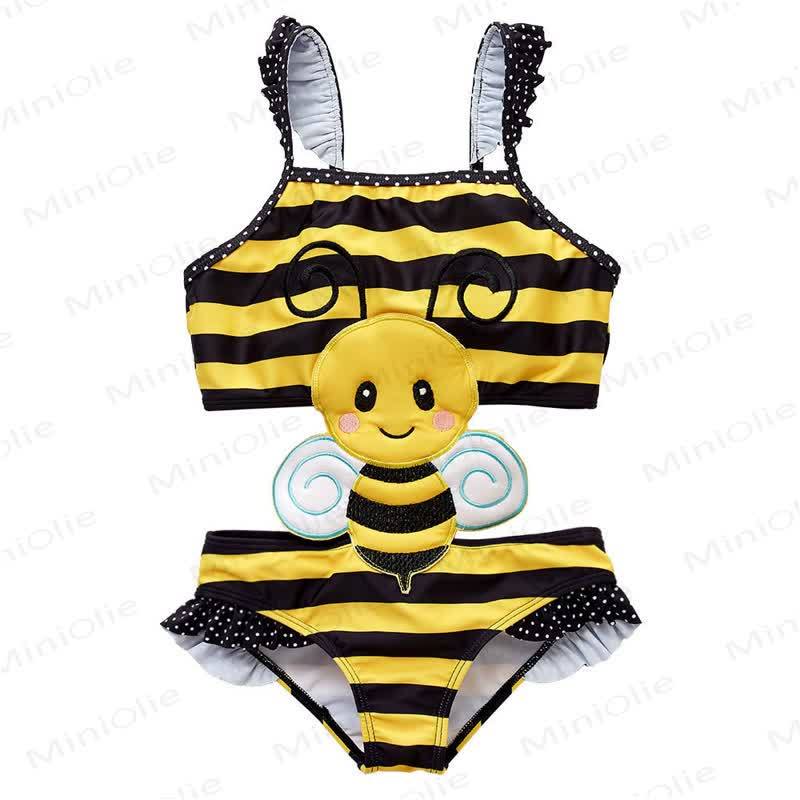 Toddler Girls Cartoon Print Sleeveless Two Piece Swimwear Set - Yellow - 8-9T - image 2