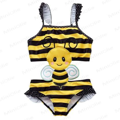 Toddler Girls Cartoon Print Sleeveless Two Piece Swimwear Set - Yellow - 8-9T - image 2