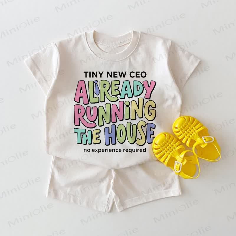 TINY NEW CEO ALREADY RUNNING THE HOUSE NO EXPERIENCE REQUIRED Baby White 2-piece Set - White - 18-24M - image 1
