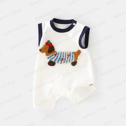 Baby Puppy Applique Sleeveless Bodysuit - White - 18-24M - image 2
