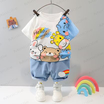 Baby Cartoon Print Tee and Shorts 2-piece Set - White - 3-4T - image 2
