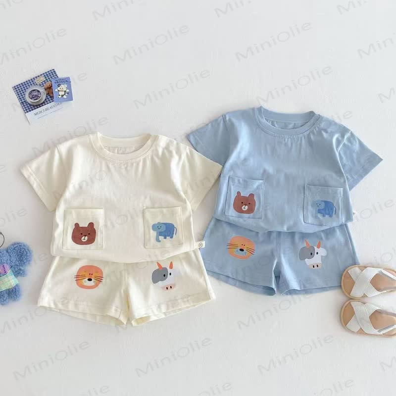 Baby Toddler Animal Pocket Tee and Shorts 2-piece Set - image 1