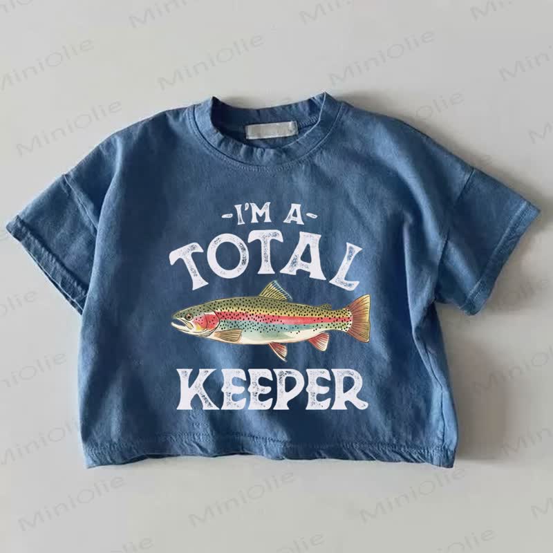 I'M A TOTAL KEEPER Baby Blue Fish Print T-shirt - Blue - 18-24M - image 1