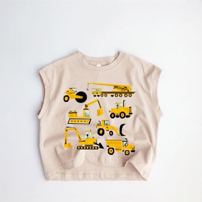Baby Toddler Construction Truck Print Khaki Tank Top - Khaki - 3-5T - image 1