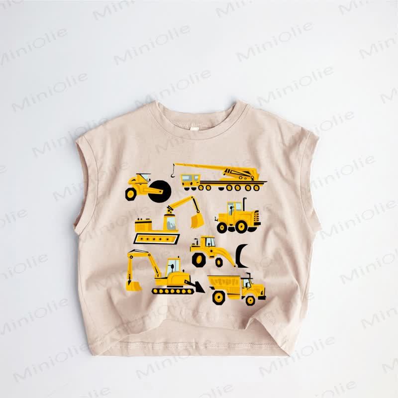 Baby Toddler Construction Truck Print Khaki Tank Top - Khaki - 3-5T - image 1