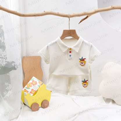 Baby Cartoon Short-Sleeve Set - White - 12-24M - image 3