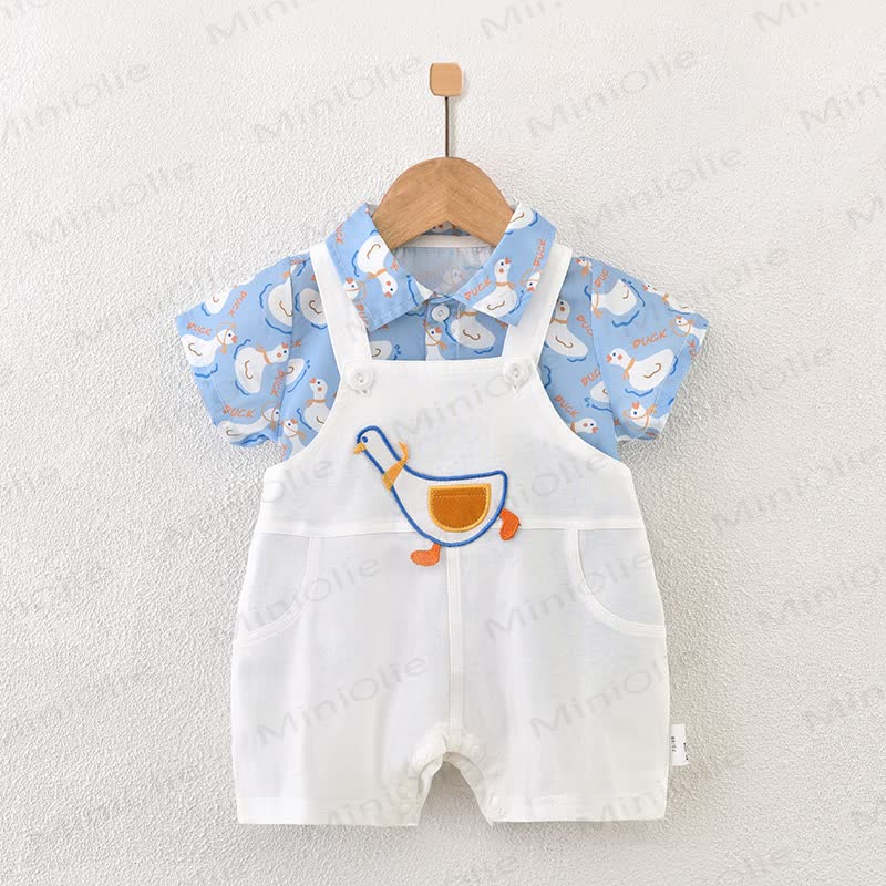 Baby Duck Print Short-Sleeve Set - White - 2-3T - image 1