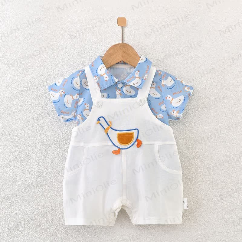 Baby Duck Print Short-Sleeve Set - White - 2-3T - image 1