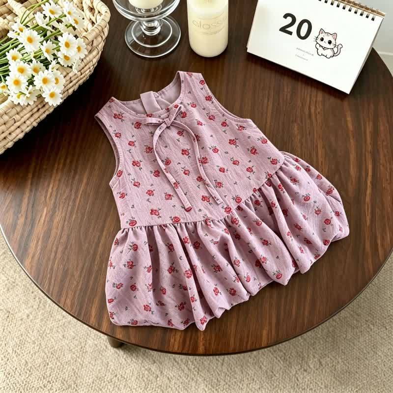 Toddler Baby Girl Purple Floral Sleeveless Dress - image 2