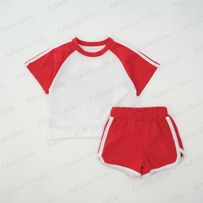 NEW YORK Baby Baseball Print Red Tee and Shorts Set - image 2