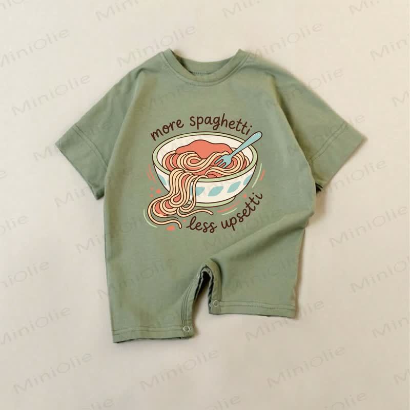 MORE SPAGHETTI LESS UPSETTI Baby Green Slogan Romper - Green - 18-24M - image 1