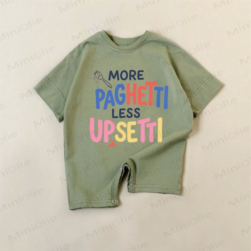 MORE PAGHETTI LESS UPSETTI Baby Green Slogan Romper - Green - 18-24M - image 1