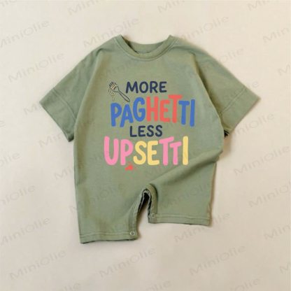 MORE PAGHETTI LESS UPSETTI Baby Green Slogan Romper - Green - 18-24M - image 1
