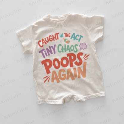 CAUGHT IN THE ACT TINY CHAOS POOPS AGAIN Baby White Slogan Romper - White - 18-24M - image 1